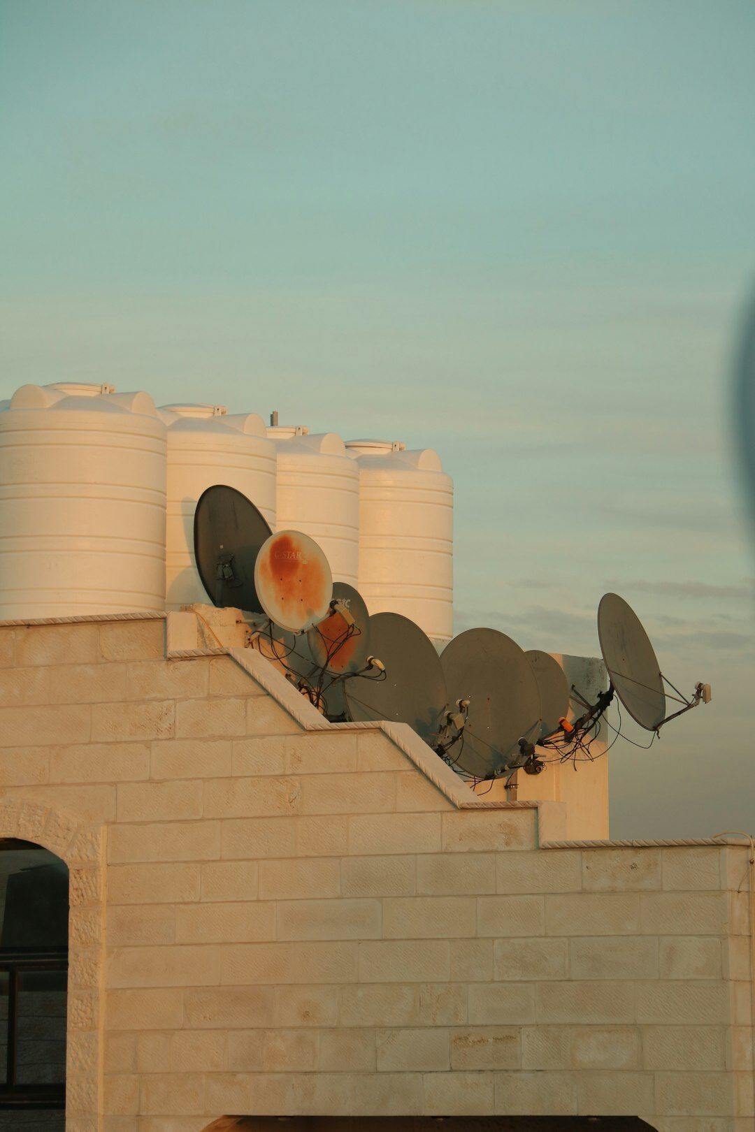 Outside broadcast van with satellite equipment